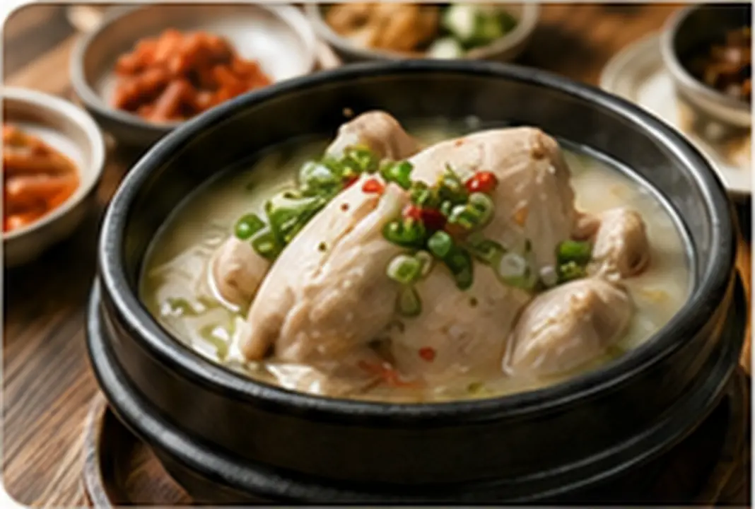 Samgyetang, Korean ginseng chicken soup, for the Tosokchon stop in 西村